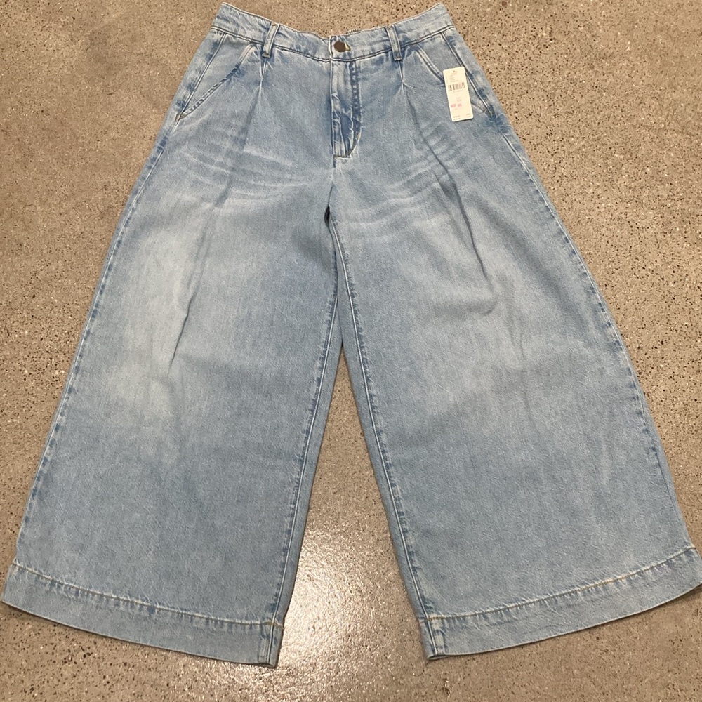 PILCRO Sky Blue Ultra-High Rise Wide-Leg Jeans Size XS